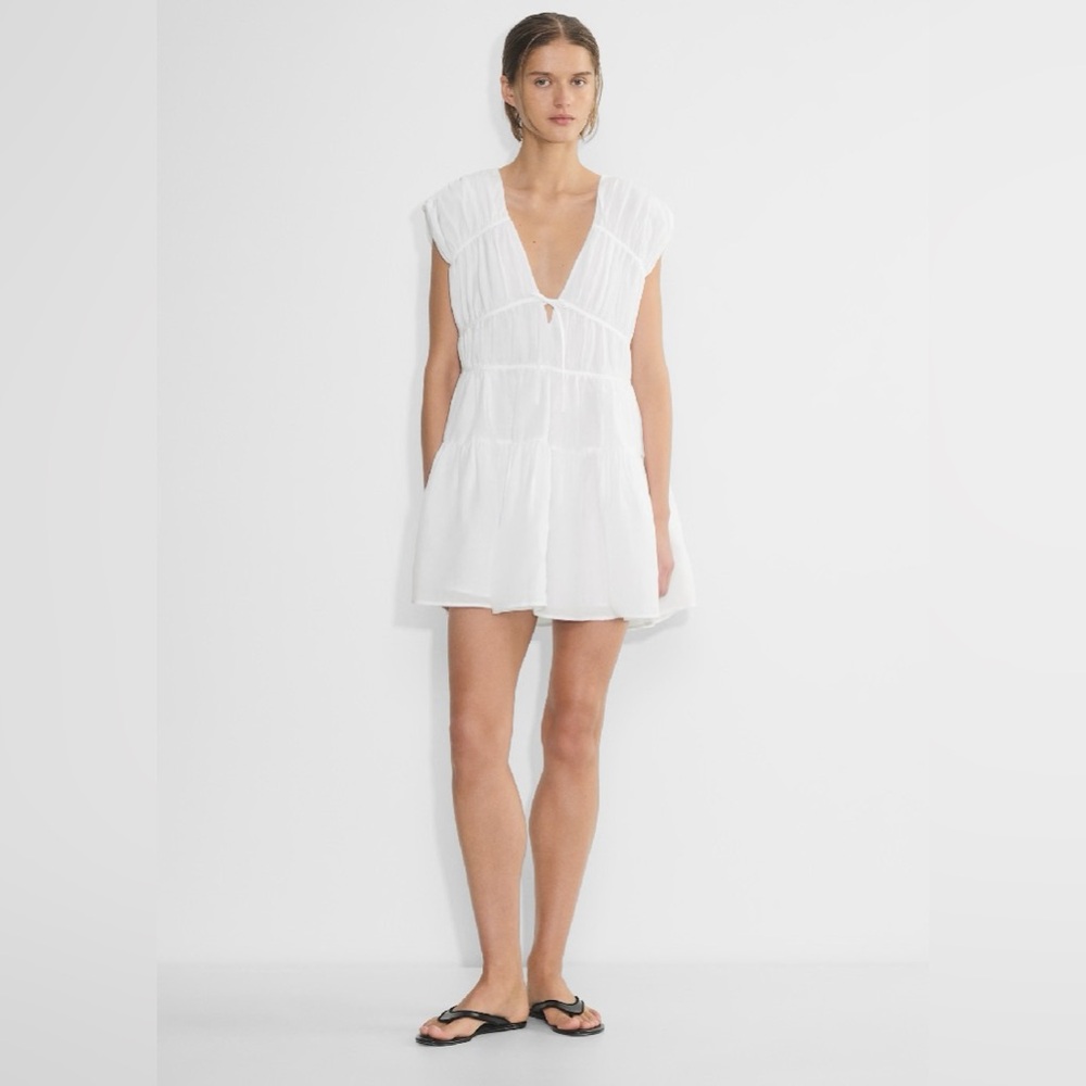 Hempstead v-neck tiered mini dress